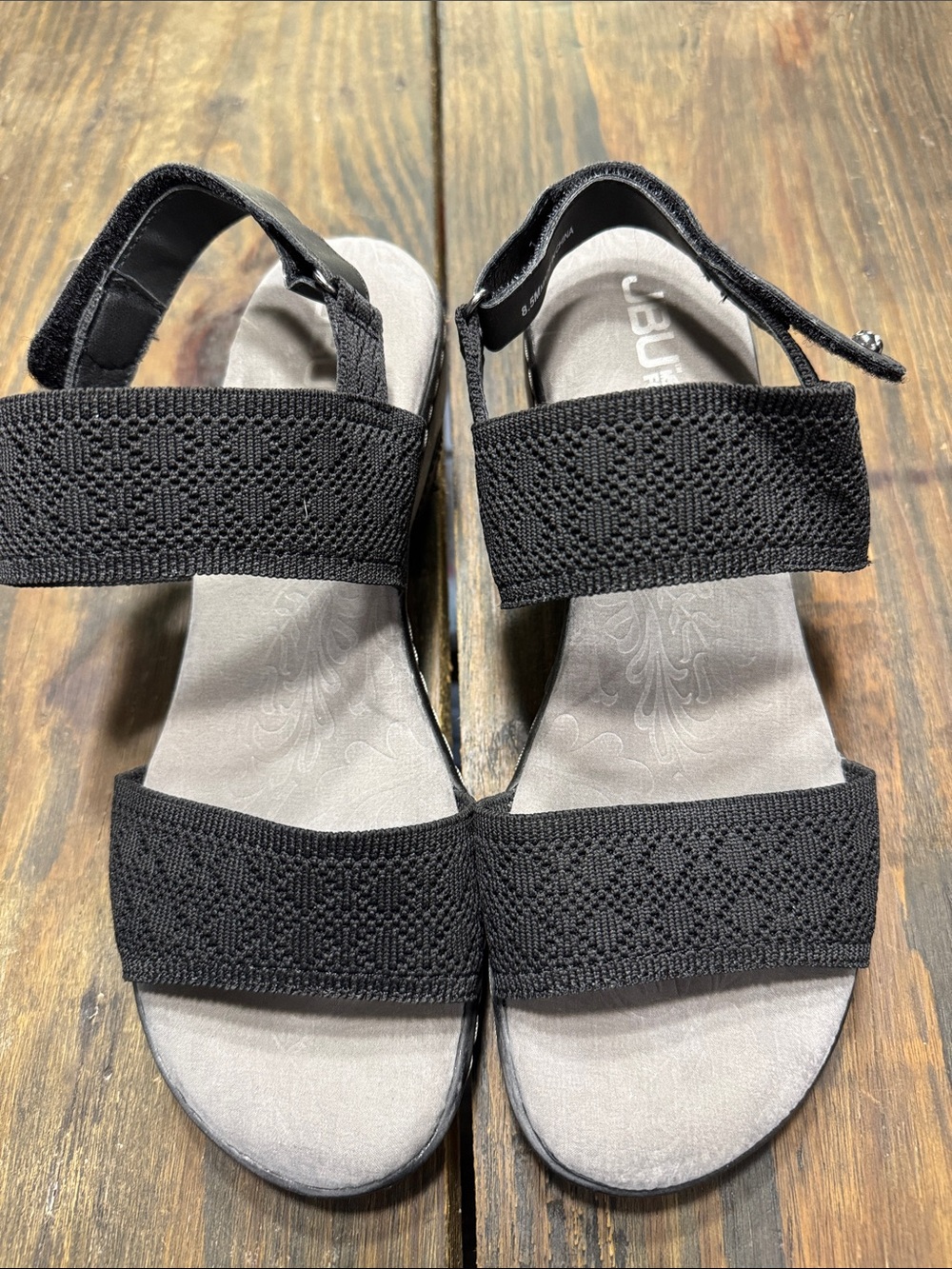 JBU Memory Foam Comfort Stretch Black Women’s Sandals - size 8.5